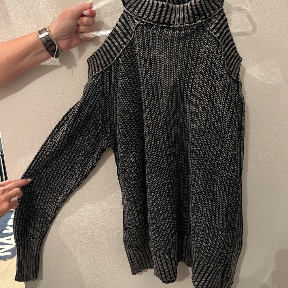 Free People Off-the-Shoulder Gray Sweater